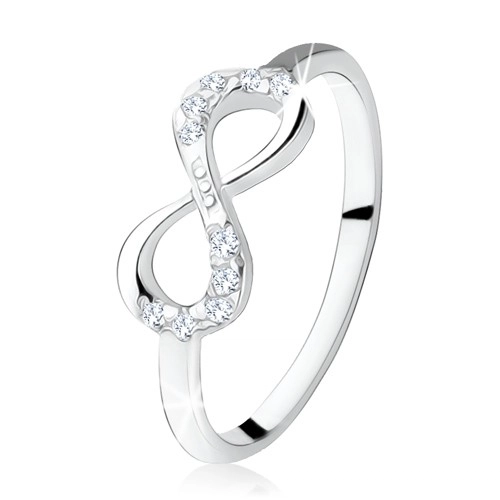 Stříbrný zásnubní prsten 925, ležící osmička, čiré zirkony - Velikost: 61