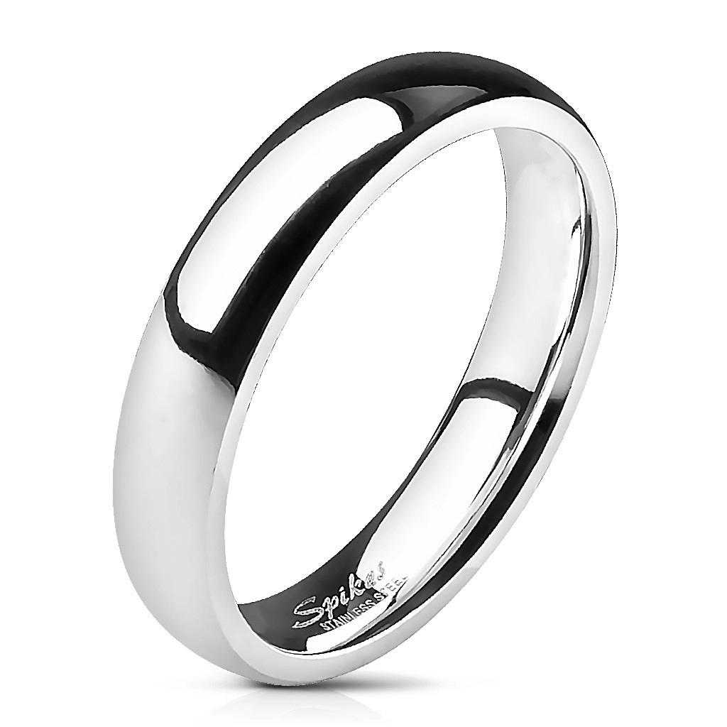 Ocelový prsten - stříbrný, hladký, 4 mm - Velikost: 65