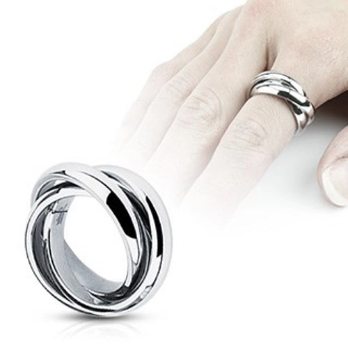 Trojitý prsten - ocel s vysokým leskem - Velikost: 58