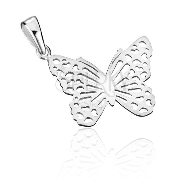 Stříbrný přívěsek 925 - plochý filigránový motýl
