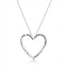 Stříbrný náhrdelník 925 - řetízek s vlnitou konturou srdce
