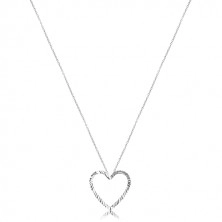 Stříbrný náhrdelník 925 - řetízek s vlnitou konturou srdce