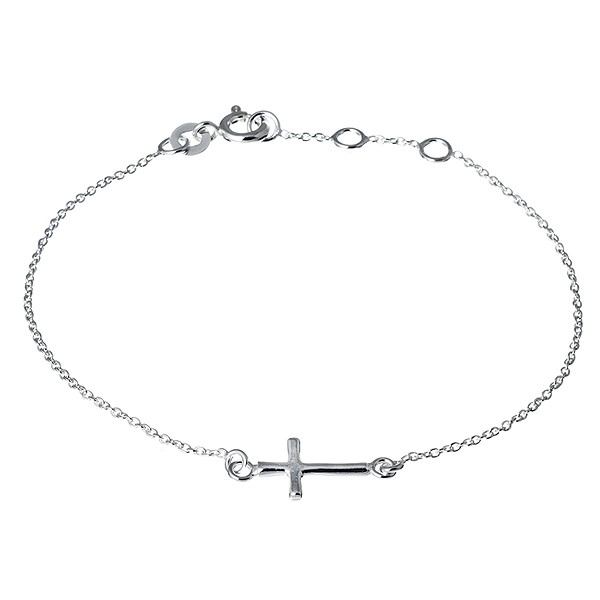 Stříbrný řetízek 925 na ruku - lesklý zaoblený křížek