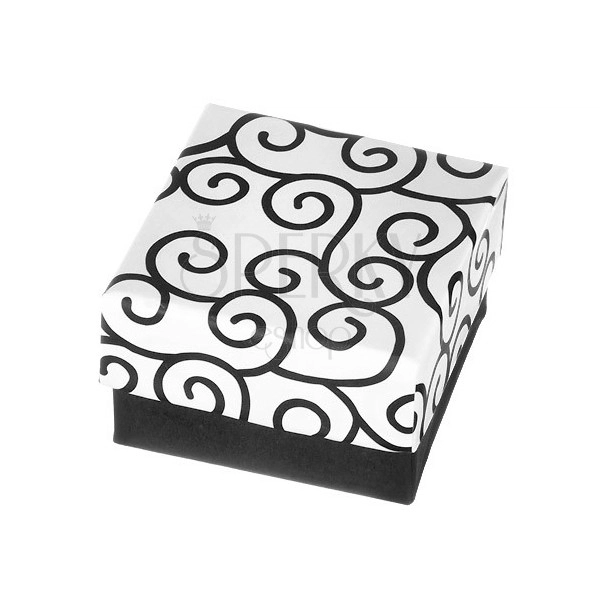 Krabička na náušnice - černobílý povrch se zakrouceným vzorem