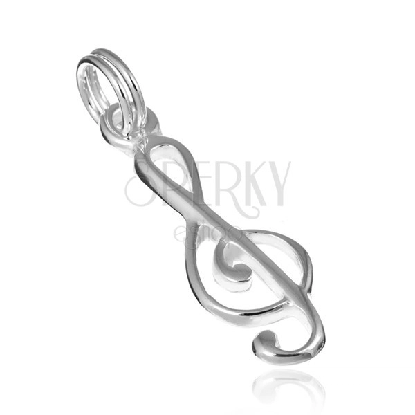 Přívěsek ze stříbra 925 - lesklý houslový klíč
