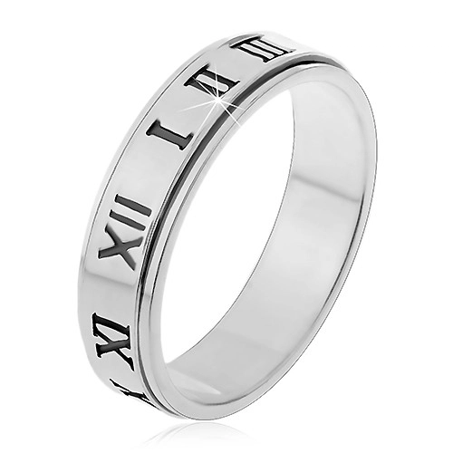 Stříbrný prsten 925 - kroužek s římskými číslicemi - Velikost: 50