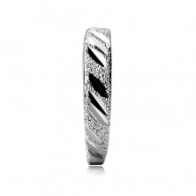Prsten ze stříbra 925 - pískovaný s lesklými zářezy