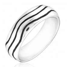Stříbrný prsten 925 - zaoblený kroužek s vlnkami
