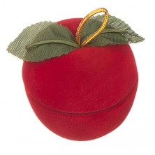Sametová krabička na prsten - jablko s lístky