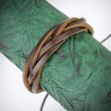 Kožený náramek - hnědý pletenec