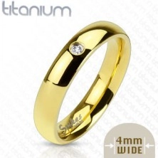 Titanový prsten zlaté barvy se zirkonem, 4 mm