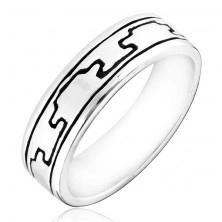 Prsten ze stříbra 925 - vzor gravírovaných černých výběžků