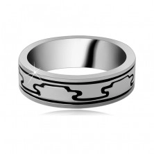 Prsten ze stříbra 925 - vzor gravírovaných černých výběžků