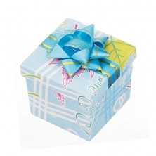 Krabička na dárek - kostka s různobarevným motivem a mašlí
