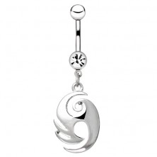 Ocelový piercing do pupíku - ornament s výběžky a spirálou