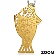 Visací ocelové náušnice - ploché zlaté rybky na řetízku