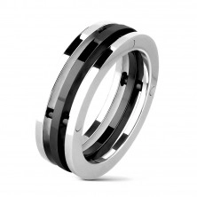 Ocelový prsten - oddělené obruče dvou barev