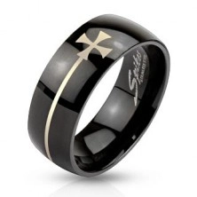 Prsten z oceli černé barvy s maltézským křížem