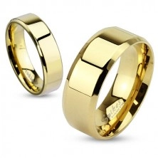 Prsten z oceli ve zlaté barvě se zkosenými hranami, 8 mm