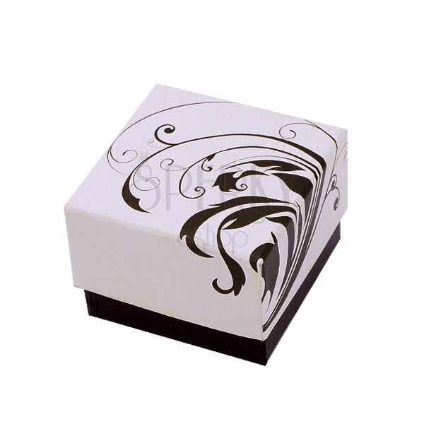 Krabička na prsten - béžovo-hnědá s motivem popínavých listů
