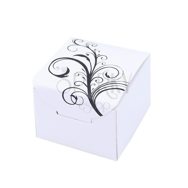 Bílá papírová dárková krabička s přírodním motivem 