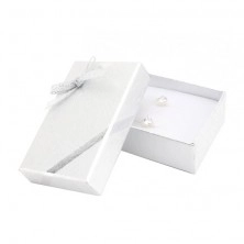 Dárková krabička na náušnice - stříbrná se třpytivou mašlí