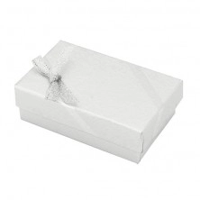 Dárková krabička na náušnice - stříbrná se třpytivou mašlí