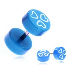 Fake piercing do ucha z akrylu - modrá kolečka a srdíčka