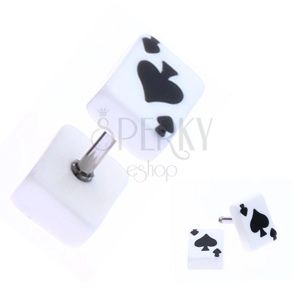 Fake plug z akrylu s hrací kartou - symbol piky