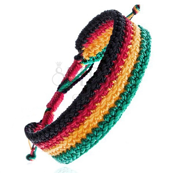 Vícebarevný pletený náramek - rastafariánský motiv