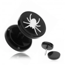 Fake piercing do ucha z akrylu - pavouk v černém kruhu