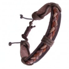 Hnědý kožený náramek – pletenec ze tří šňůrek