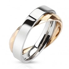 Dvojitý prsten z oceli - kroužky měděné a stříbrné barvy