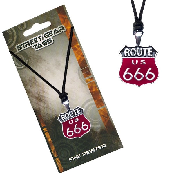 Levně Černočervený náhrdelník na šňůrce, značka Route 666