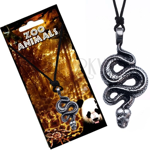 Šňůrkový náhrdelník s přívěskem zvlněného hada