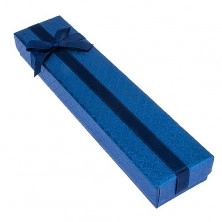 Modrá krabička na náramek se čtverečkovým vzorem, mašle