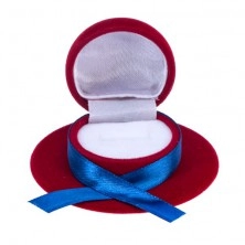 Sametová krabička na prsten nebo náušnice - červený klobouk