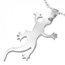 Stříbrný ocelový přívěsek - lesklá ještěřička pro štěstí