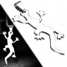 Stříbrný ocelový přívěsek - lesklá ještěřička pro štěstí