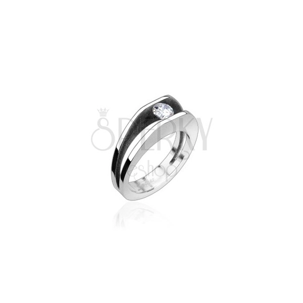 Ocelový prsten s 5 mm zirkonem