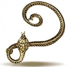 Kovová náušnice, zlatý had se zatočeným tělem, levá