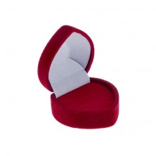 Červená krabička na prsten - sametové tečkované srdce