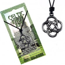Černý šňůrkový náhrdelník, keltský uzel ze čtyř smyček