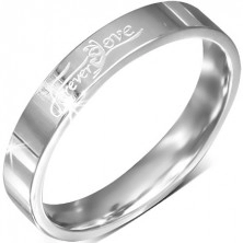 Prsten z oceli, lesklý kroužek s nápisem "Forever Love", 4 mm