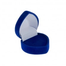 Modrá sametová krabička na prsten - malé srdce s lemem