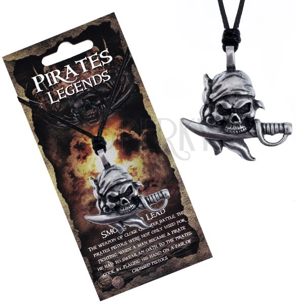 Šňůrkový náhrdelník - černý s pirátskou lebkou hrdlořeza