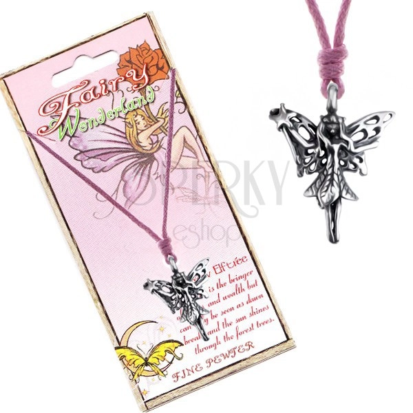 Šňůrkový náhrdelník - přívěsek lesní víly s kouzelnou hůlkou