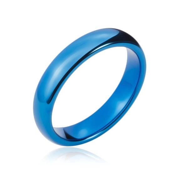 Wolframový prstýnek s oblými hranami, tmavě modrý, 4 mm - Velikost: 65