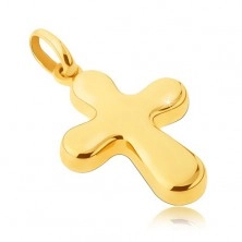 Zlatý přívěsek 14karátový - tlustý, lesklý kříž s oblými cípy