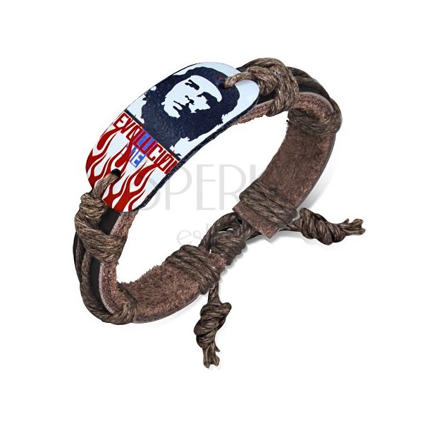 Kožený řemínek na ruku se známkou - Che Guevara